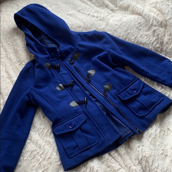 Empyre Jackets & Blazers - Royal Blue Hooded Pea Coat